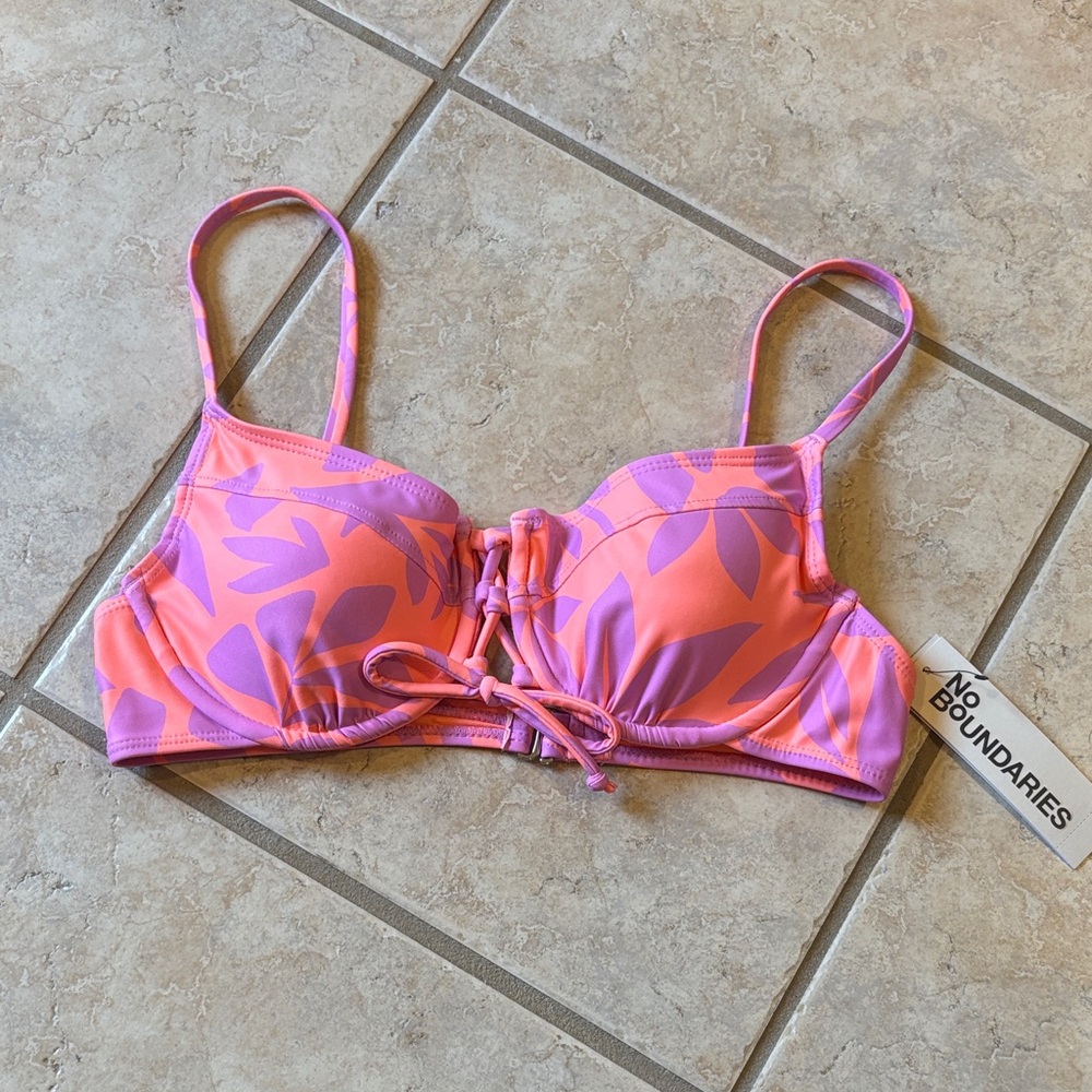 No Boundaries Vibrant Pink and Orange Bikini Top